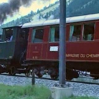 Dampflokomotive "Breithorn" auf dem Weg von Visp nach Zermatt