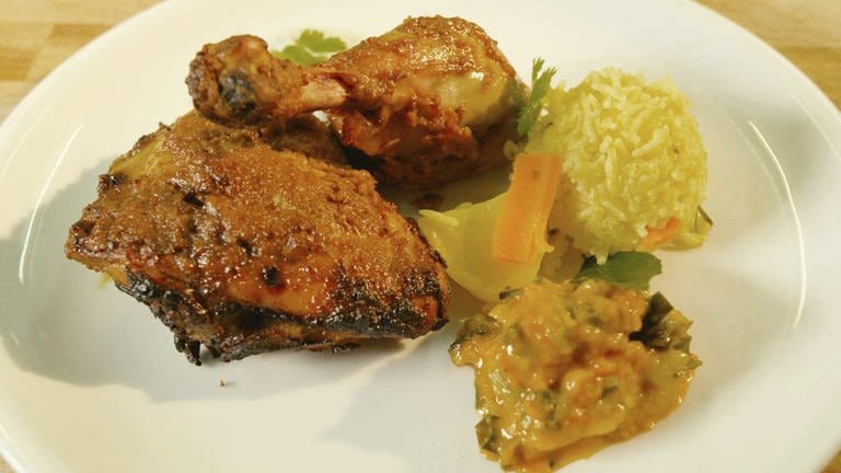 Tandoori-Chicken mit Gemüse-Pulao